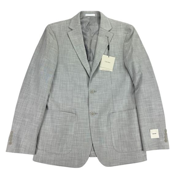 Calvin Klein Mens Mariano Slim Fit Stretch Sport Coat Heather Gray 40R